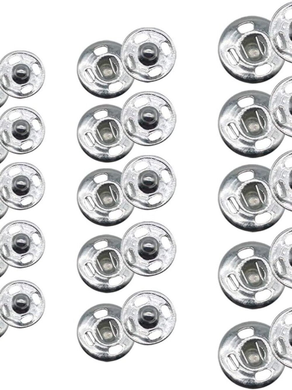 120 Sets 3 Sizes Sew On Snap Buttons Metal Fastener Press for Sewing Clothing Si